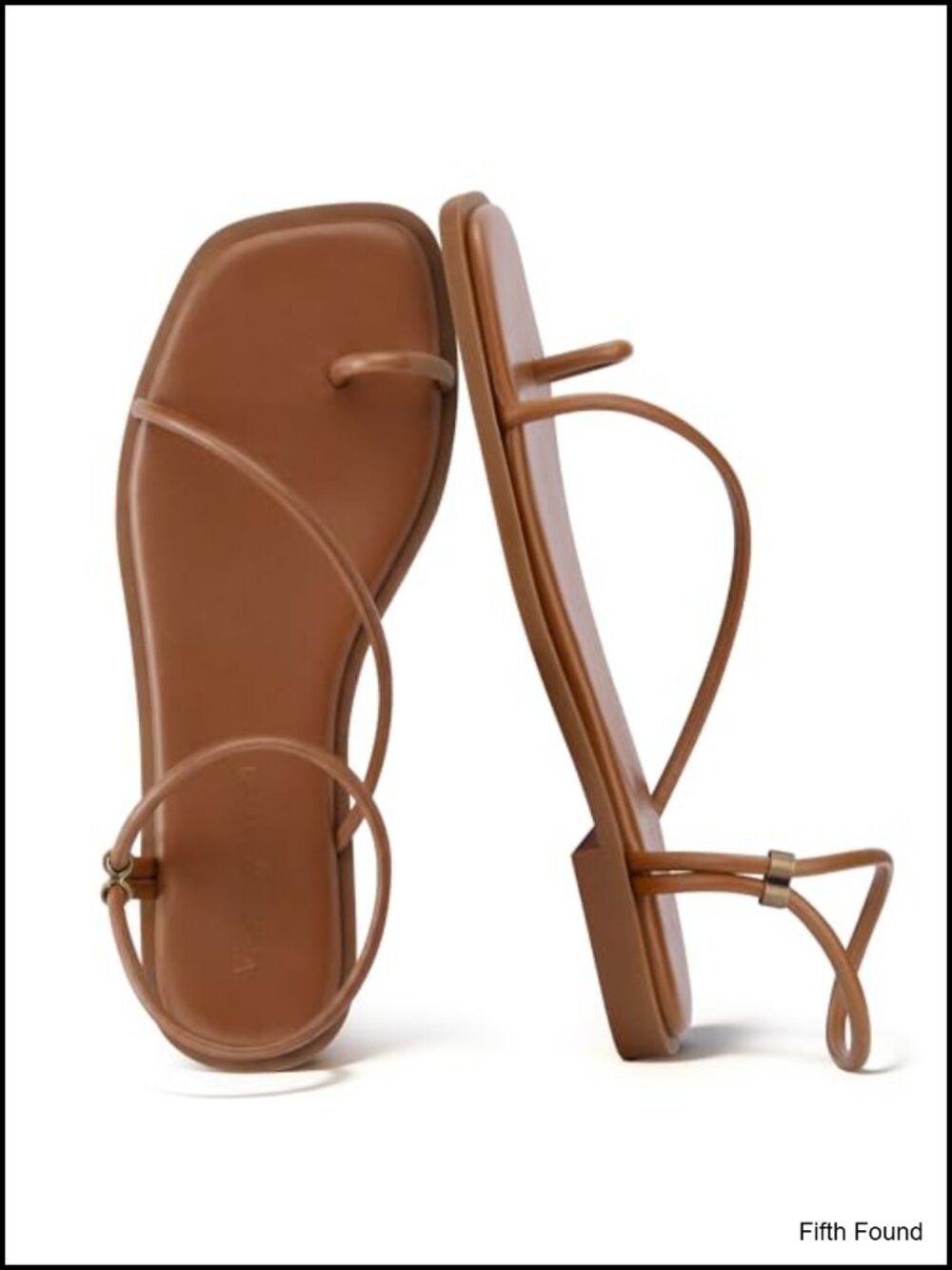 Square Toe Toe Loop Sandals with Ankle Strap Flat